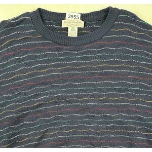 Vintage Tricots St Raphael‎ Grandpa Sweater Mens Large Merino Wool Blue Colorful